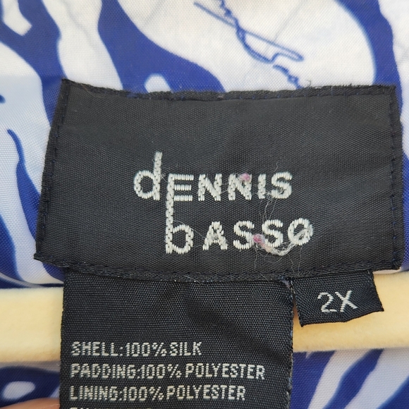 Dennis Basso Quilted Blue Silk Spring Jacket Coat 2X - Picture 2 of 9